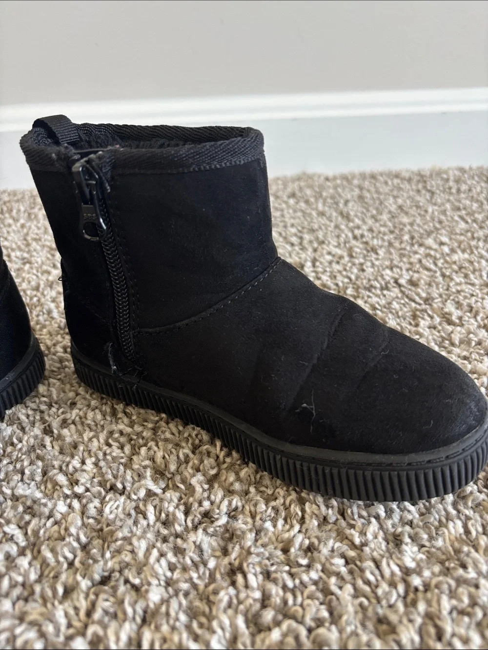 Cat & Jack Black Kids Zip Ankle Boots